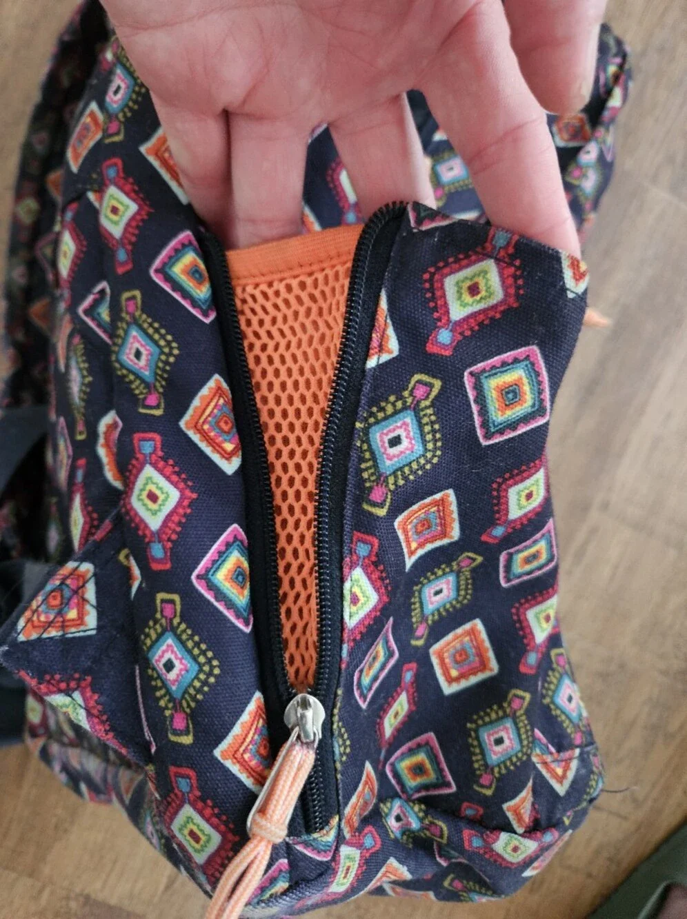 Vera Bradley Navy Backpack with Multicolor Diamond Print